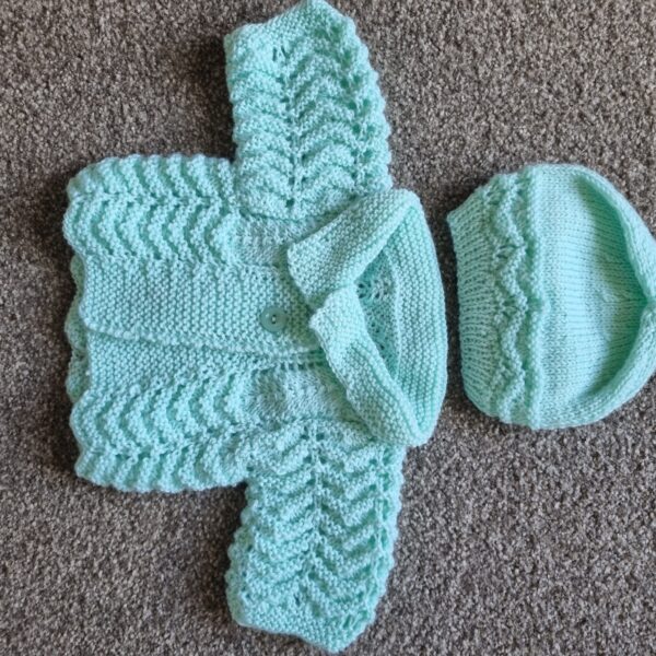 Baby cardy and beanie