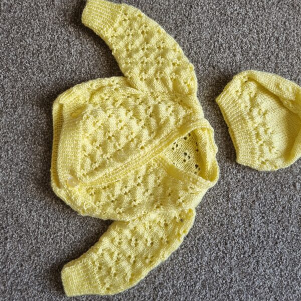 Baby cardy and beanie