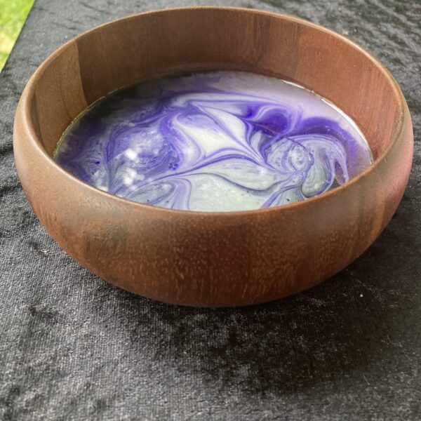 Small resin art wooden bowl